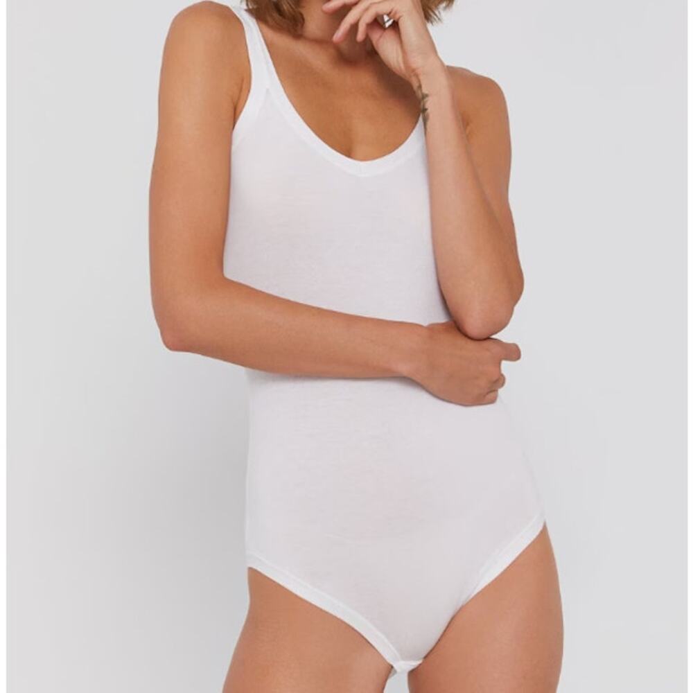 NWOT United Colors of Benetton Super Stretch Cotton Bodysuit Womens XS/S White